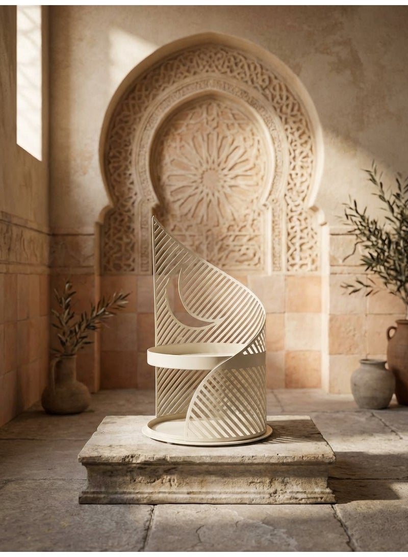 Tanseeq حامل تقديم أنيق بلون البيج ذو طبقتين مع هلال لتزيين رمضان، صينية تمر معدنية، هدية عيد، مركز طاولة إسلامي - Image 2